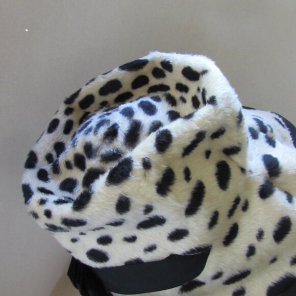 SALE Amazing Vintage Slouch Style Hat Black White Animal Print Made in Italy - Picture 6 of 13